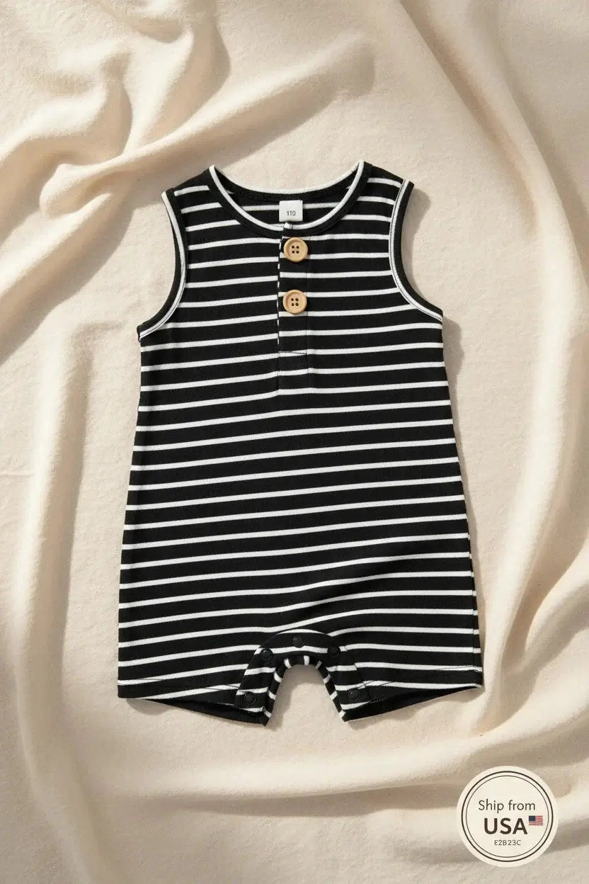 Baby Boy Striped Romper Summer Clothing Set - Cool Comfort
