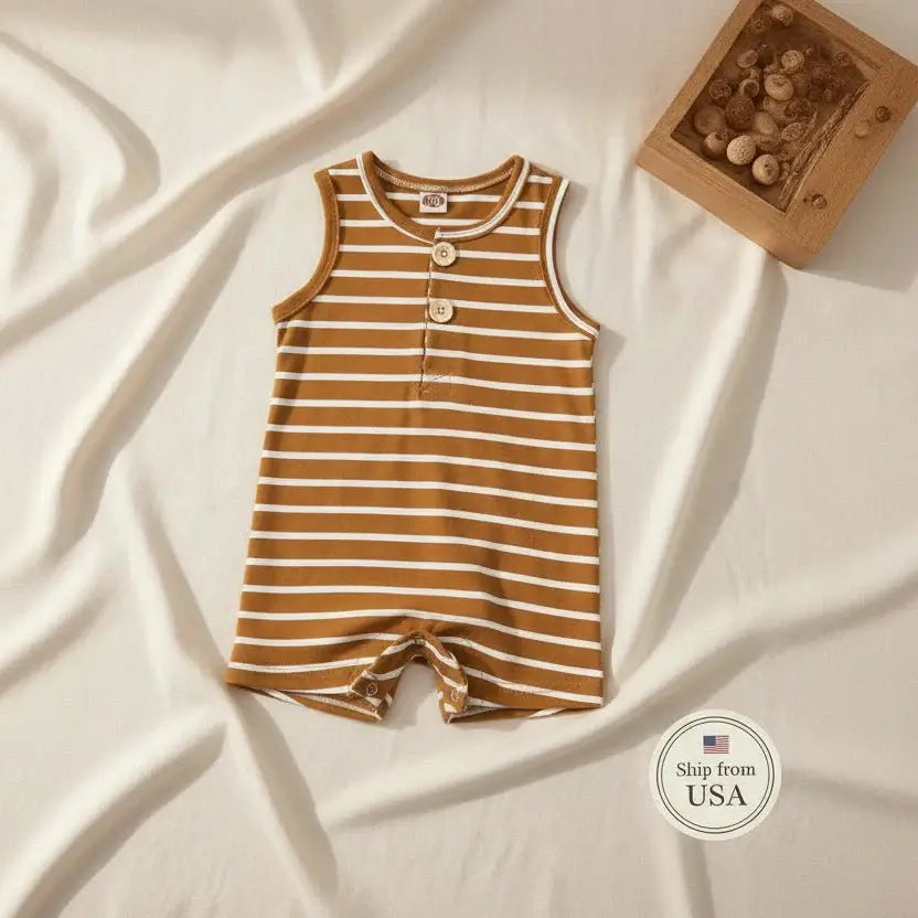Baby Boy Striped Romper Summer Clothing Set - Cool Comfort