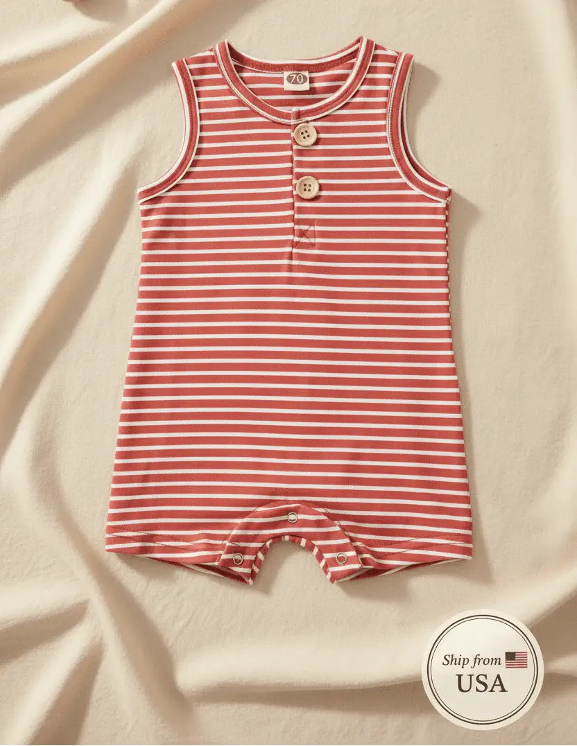 Baby Boy Striped Romper Summer Clothing Set - Cool Comfort