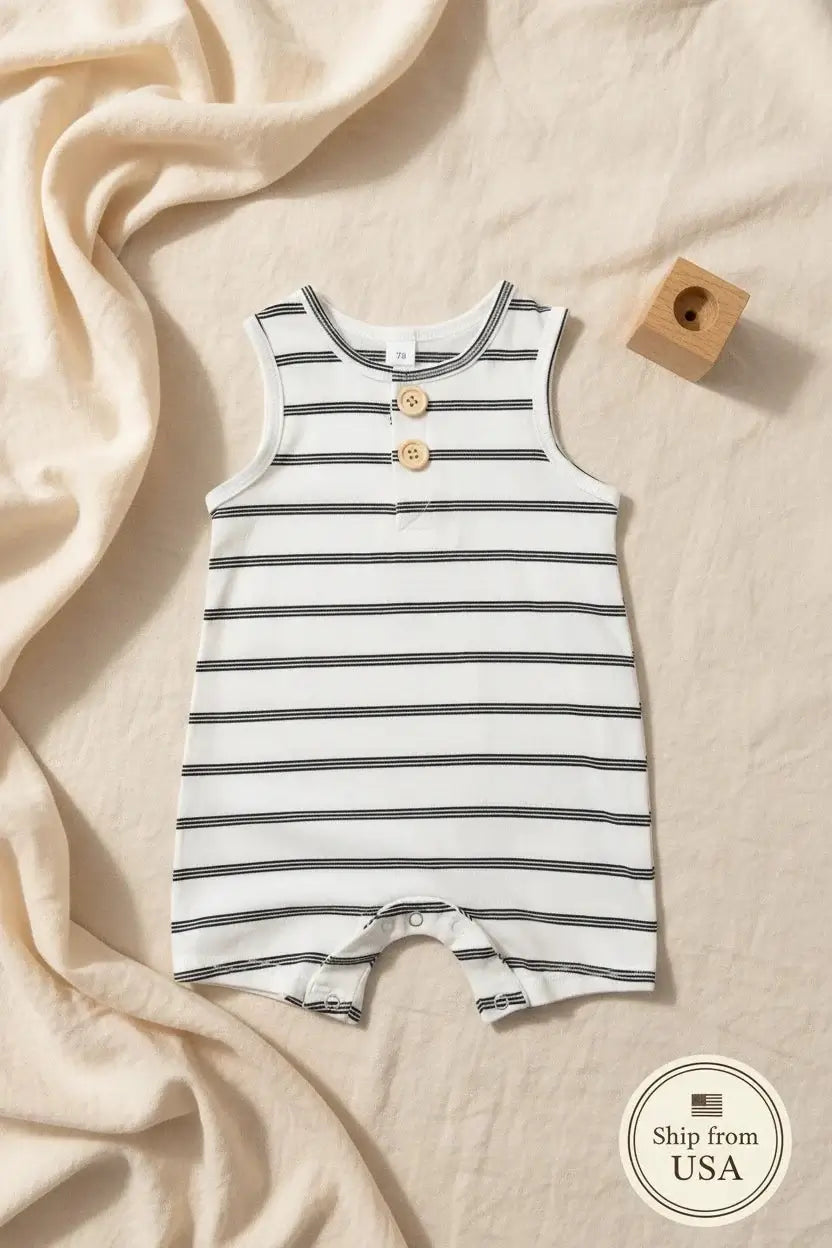 Baby Boy Striped Romper Summer Clothing Set - Cool Comfort