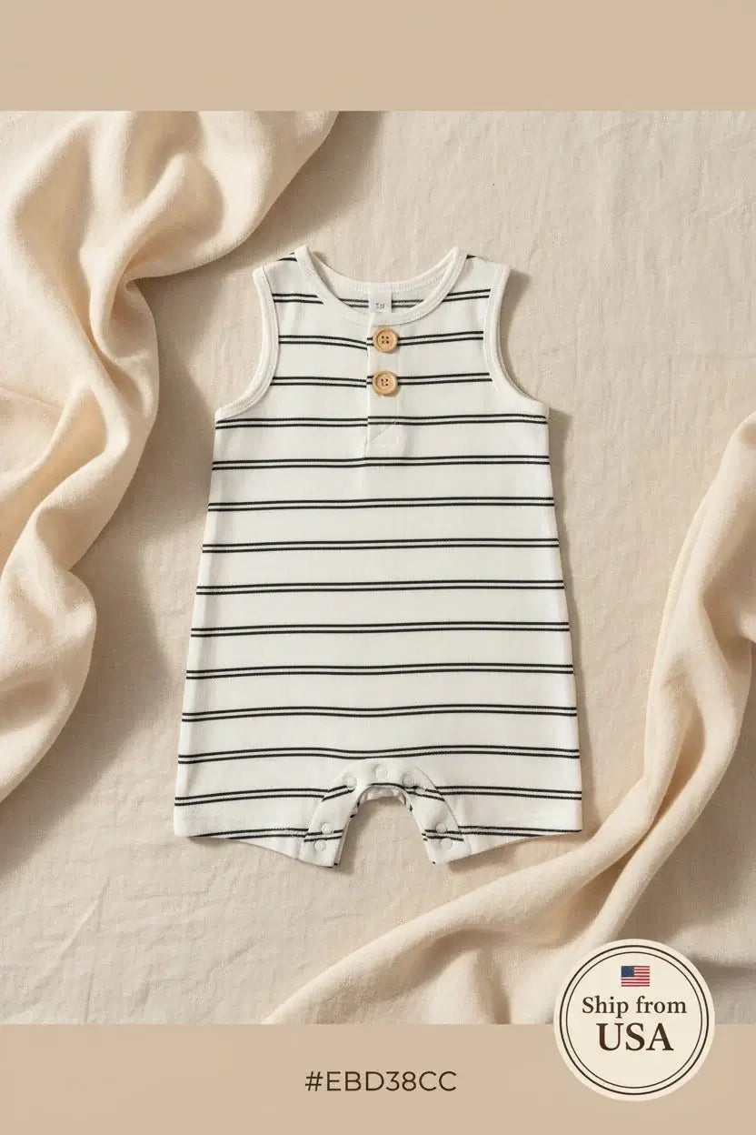 Baby Boy Striped Romper Summer Clothing Set - Cool Comfort