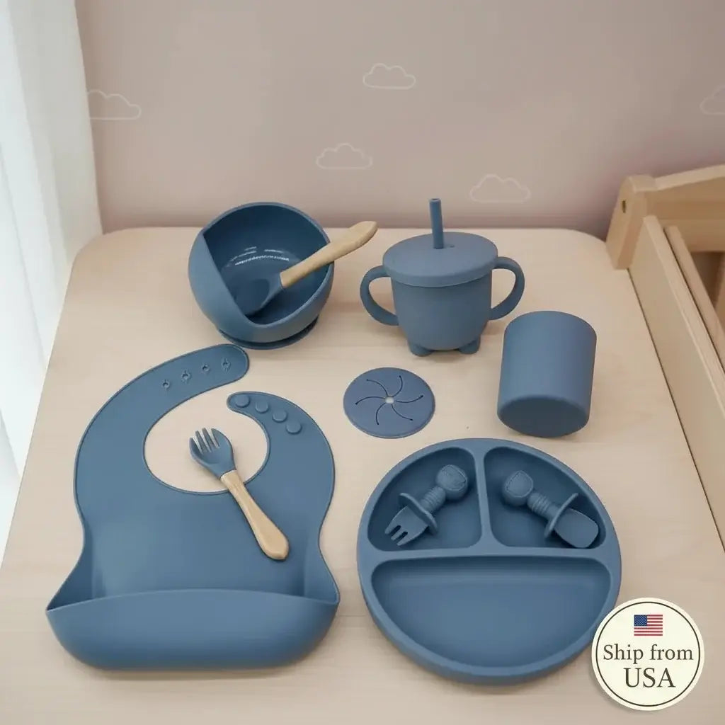 baby feeding essentials silicone tableware set