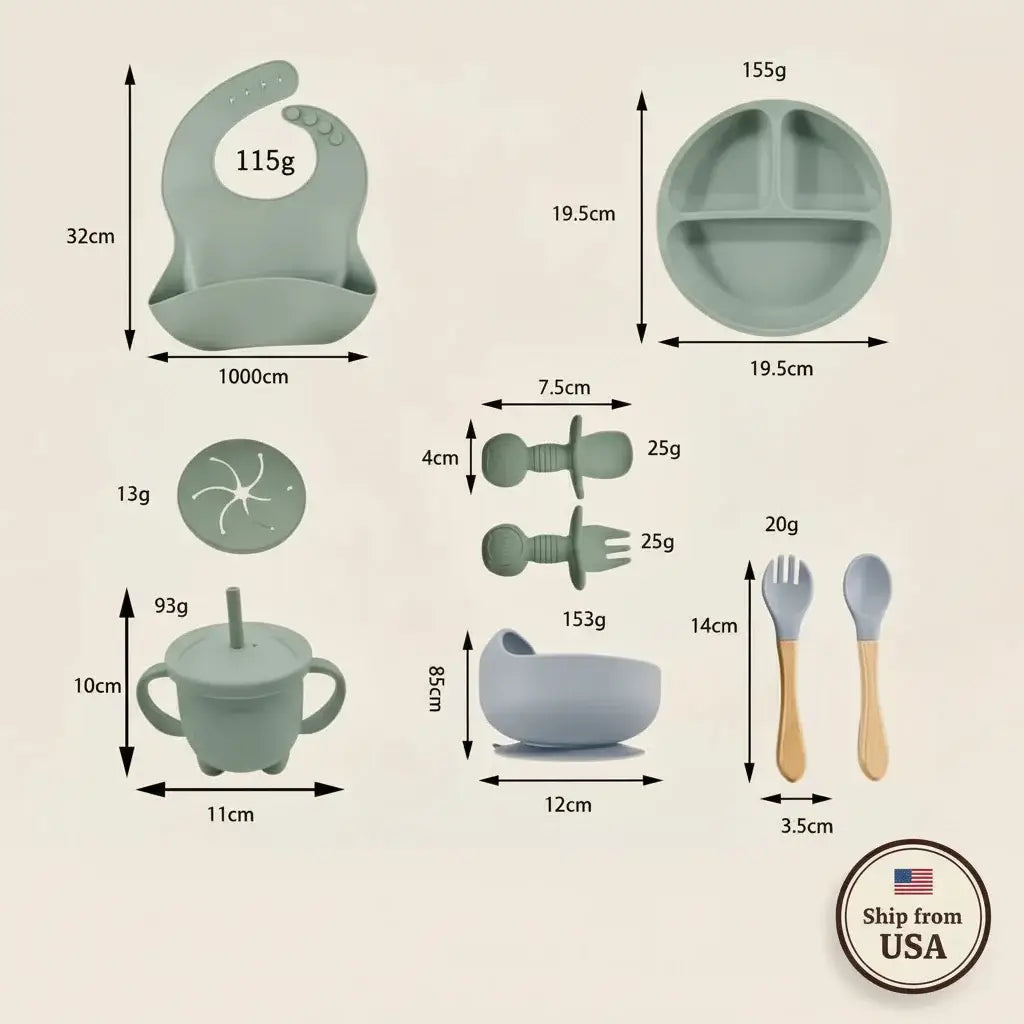 baby feeding essentials silicone tableware set