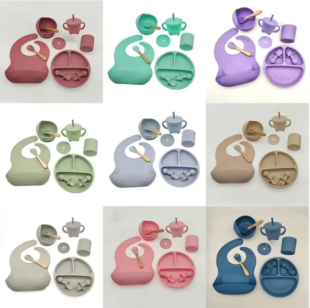 baby feeding essentials silicone tableware set